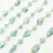 Larimar Gold Plated Wire Chain.